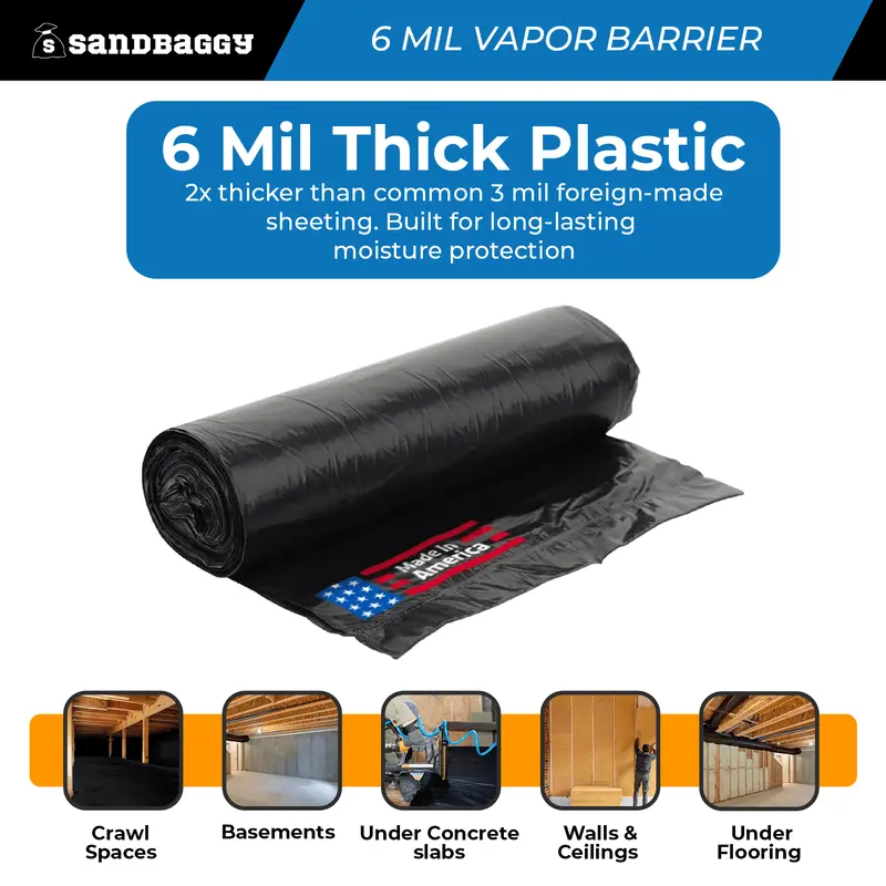 6 Mil Black Vapor Barrier – Polyethylene Visqueen (Usa Made) 4