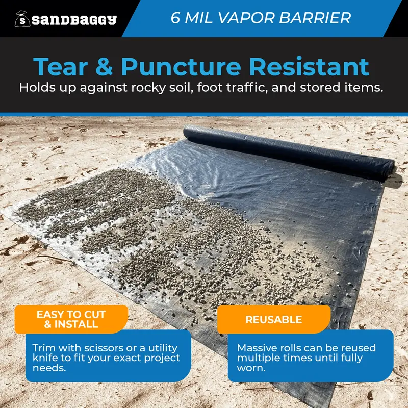 6 Mil Black Vapor Barrier – Polyethylene Visqueen (Usa Made) 6