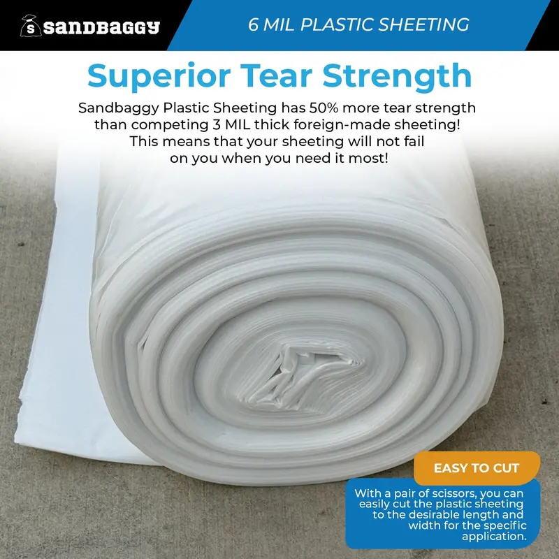 6 Mil Clear Plastic Sheeting Roll - Polyethylene Visqueen | Usa Made 6