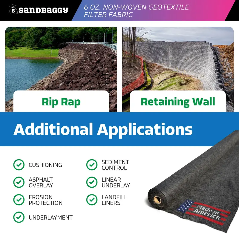 6 Oz Non-Woven Geotextile Filter Fabric (15 Ft X 300 Ft) - Made In Usa 7