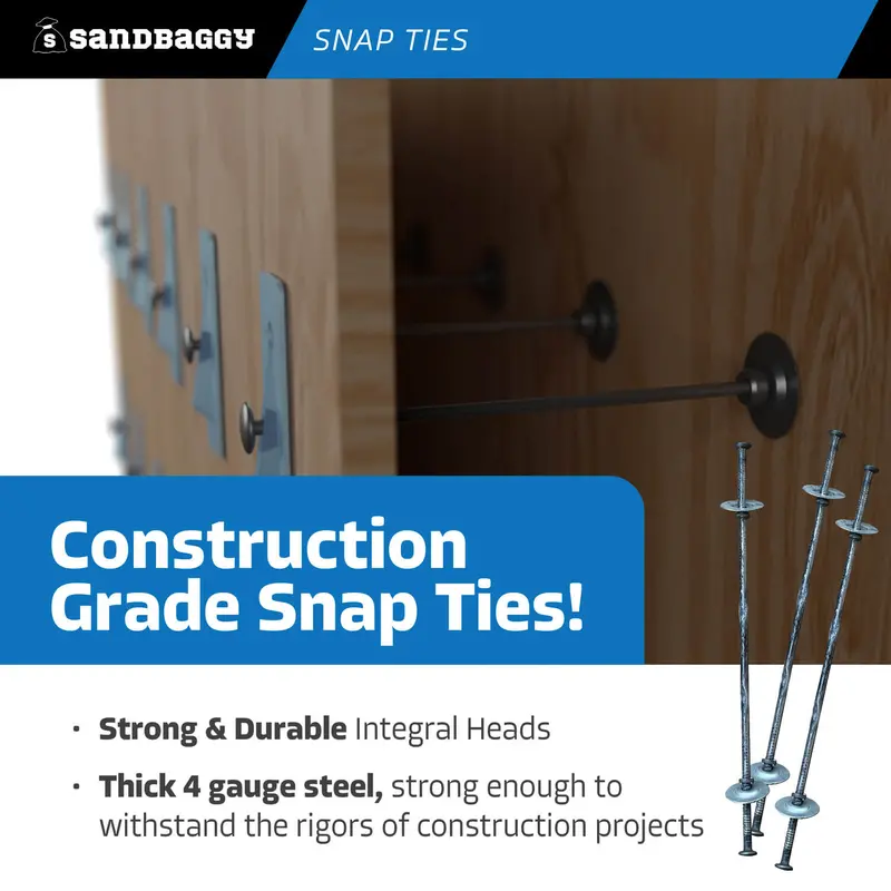 6" X 1 ⅝" Standard Snap Ties For Concrete Forms - 1" Cupped Loose Washer 6