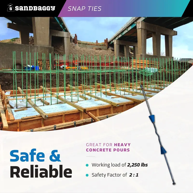 6" X 4 ¾" Standard Snap Ties For Concrete Forms (Short End) - 1" Plastic Cones 5
