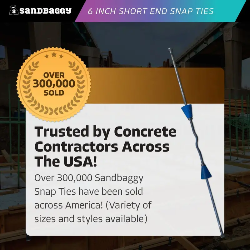 6" X 4 ¾" Standard Snap Ties For Concrete Forms (Short End) - 1" Plastic Cones 8