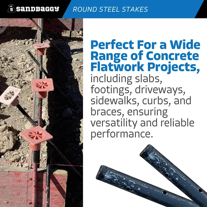 60" Round Steel Concrete Form Stakes With Nail Holes 3