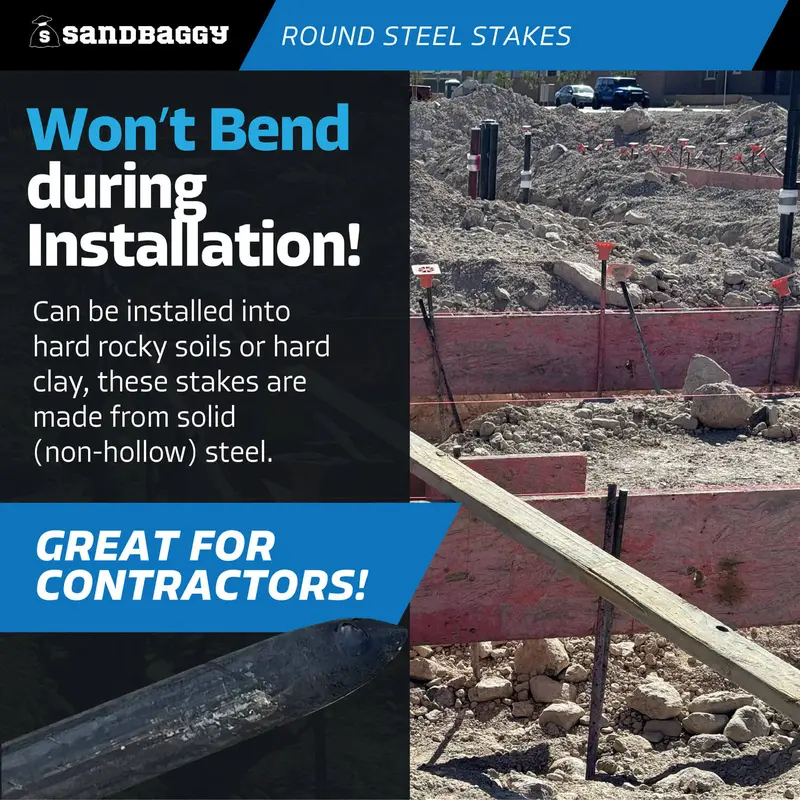 60" Round Steel Concrete Form Stakes With Nail Holes 8