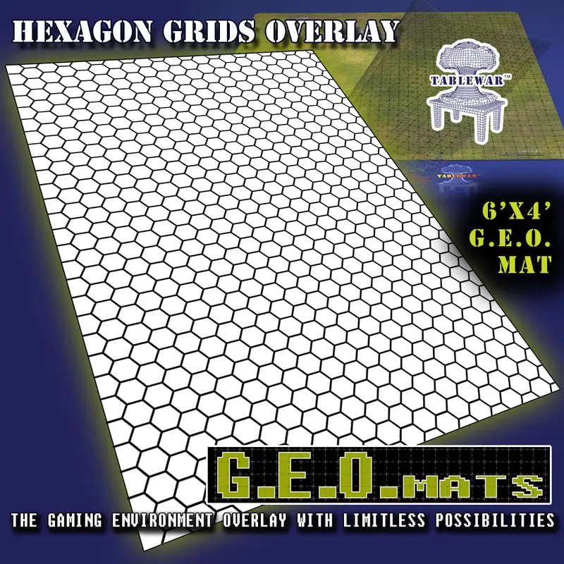 6X4 Geo Mat - Hex Grid 1.25" White Grid 1