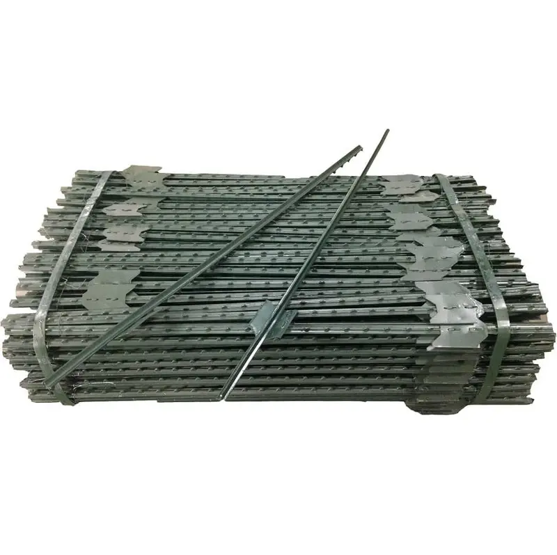7 Ft Studded Steel T-Post - Green Metal Fence Posts (Wire Clips Included) 1