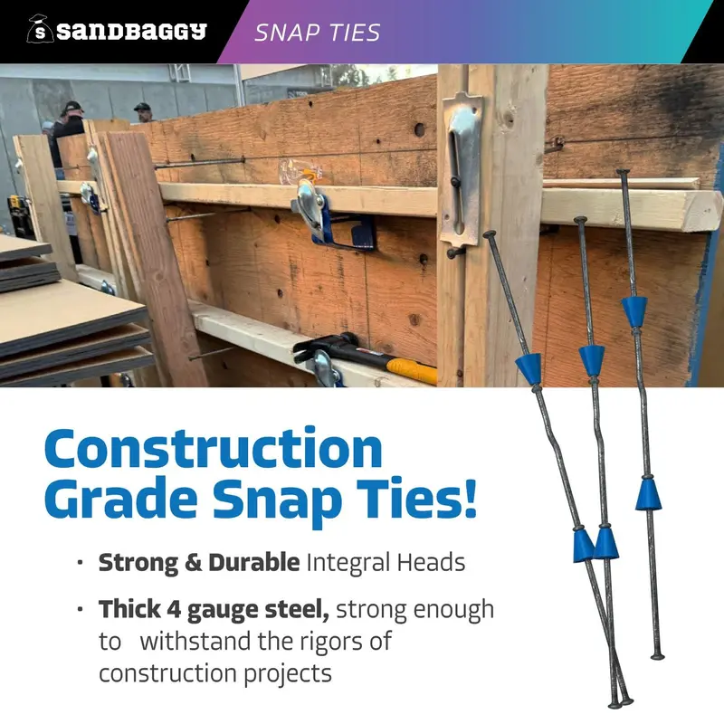 7" X 4 ¾" Standard Snap Ties For Concrete Forms (Short End) - 1" Plastic Cones 5
