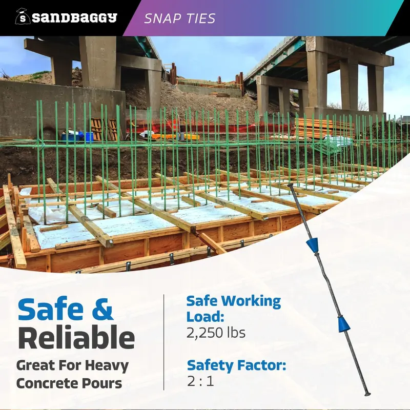 7" X 4 ¾" Standard Snap Ties For Concrete Forms (Short End) - 1" Plastic Cones 6