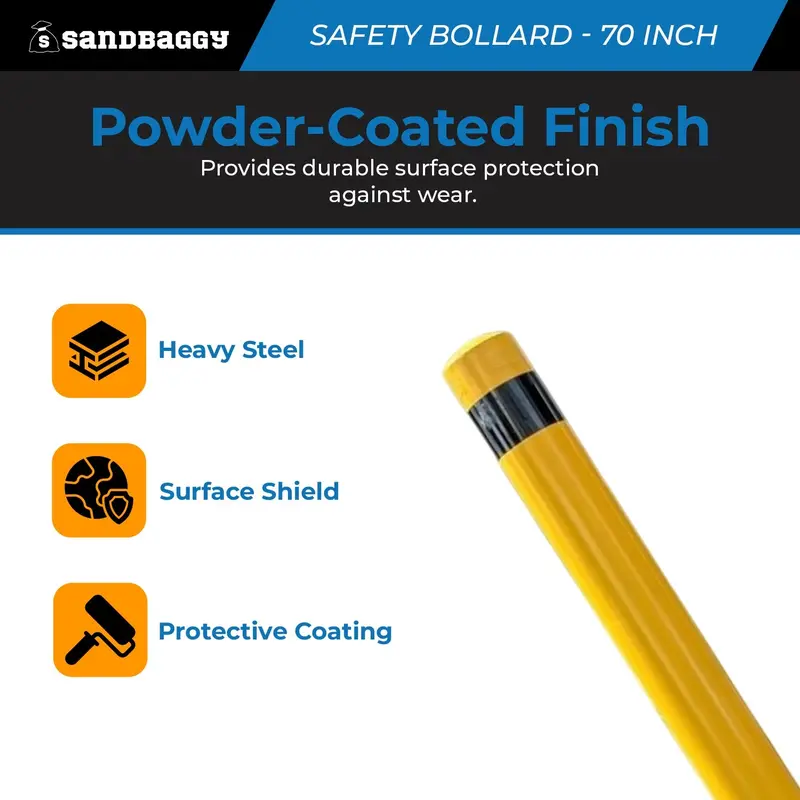 70" Steel Pipe Safety Bollard – In Ground Protection Post (Yellow) 3