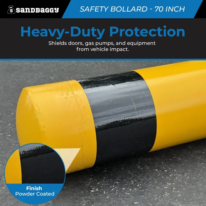 70" Steel Pipe Safety Bollard – In Ground Protection Post (Yellow) 5
