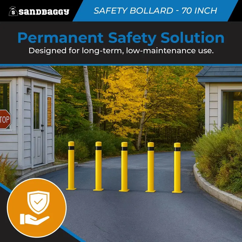70" Steel Pipe Safety Bollard – In Ground Protection Post (Yellow) 6