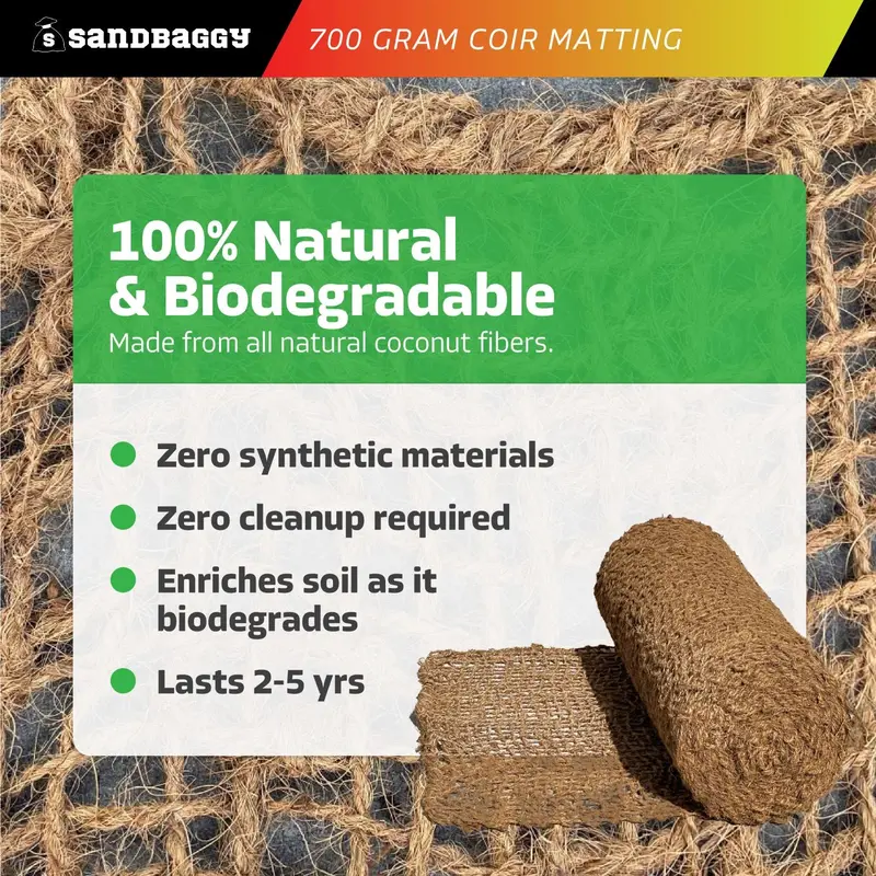 700 Gram Coir Matting (4 Ft X 164 Ft) - Erosion Control Netting (Biodegradable) 4