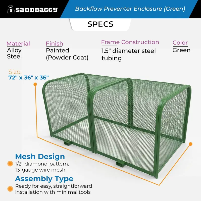 72" X 36" X 36" Durable Backflow Security Cage – Backflow Preventer Enclosure (Green) 2