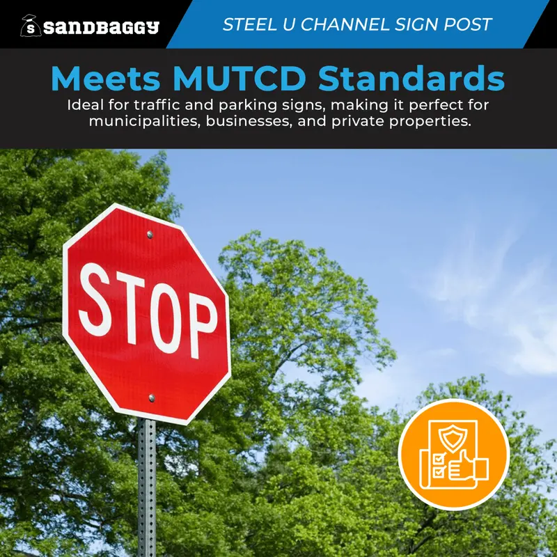 8 Ft Steel U Channel Sign Post - Galvanized 5