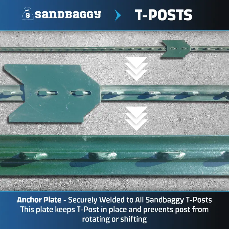 8 Ft Studded Steel T-Post - Green Metal Fence Posts (Wire Clips Included) 4