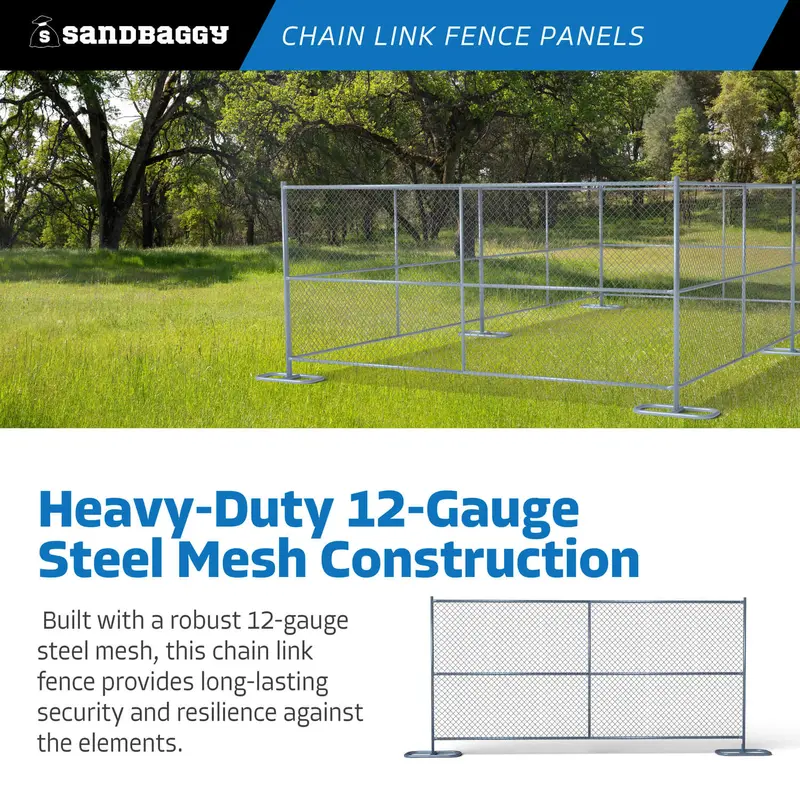 8 Ft X 10 Ft Temporary Chain Link Fence Panel (Galvanized) 10