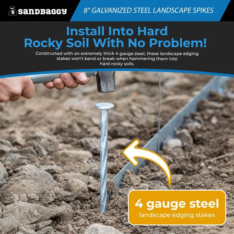 8 In. Galvanized Spiral Landscape Edging Spikes - 4 Gauge Steel 3