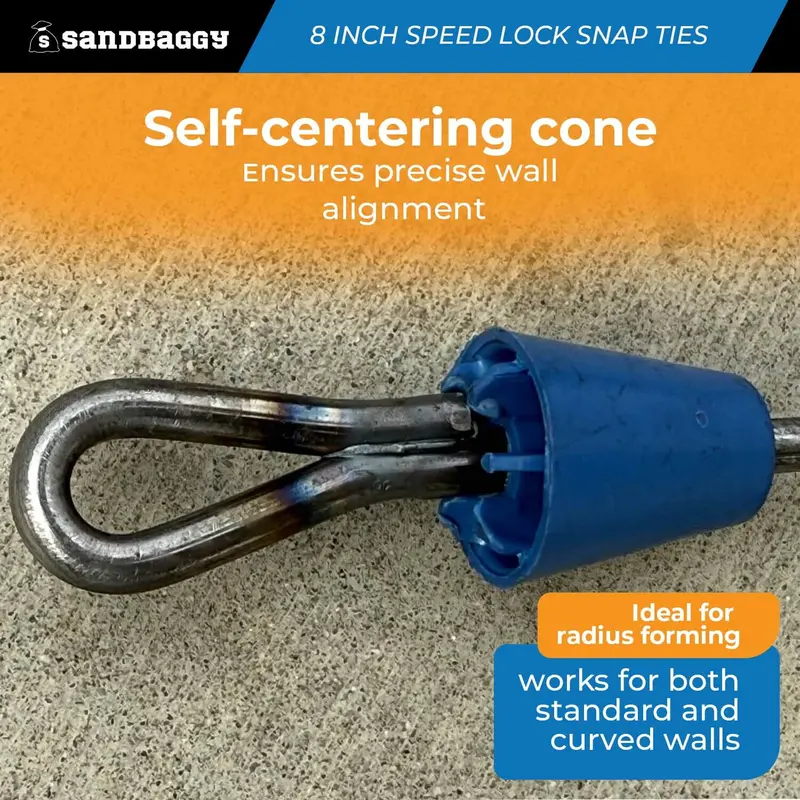 8" Speed Lock Snap Tie For Concrete Walls With Self-Centering Cone 4