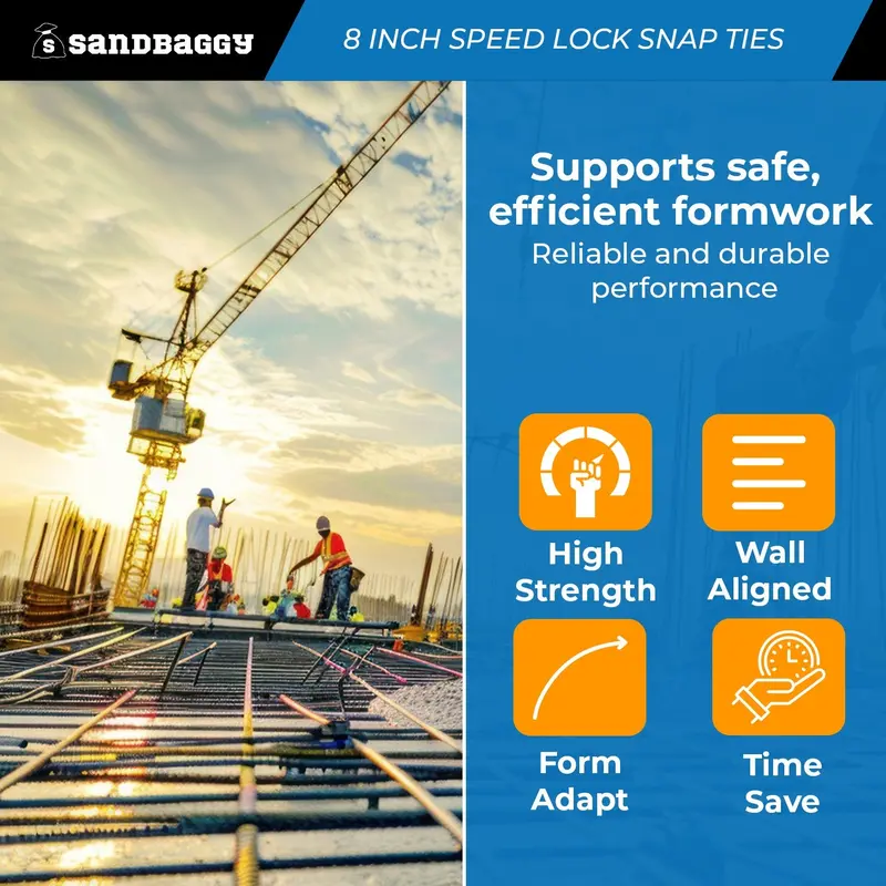 8" Speed Lock Snap Tie For Concrete Walls With Self-Centering Cone 7