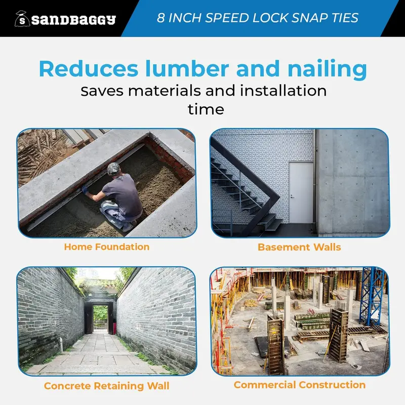 8" Speed Lock Snap Tie For Concrete Walls With Self-Centering Cone 8