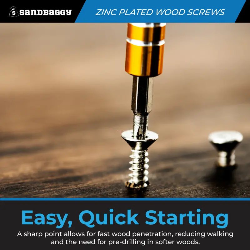 #8 X 1" Zinc Plated Flat Head Wood Screw (Phillips Drive) 5