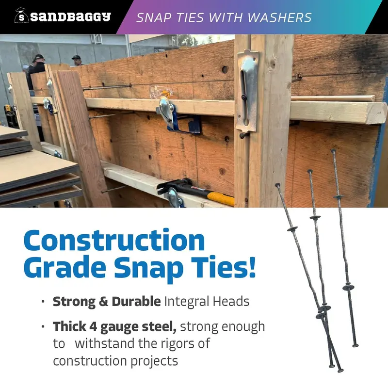 8" X 4 ¾" Standard Snap Ties For Concrete Forms (Short End) - 1" Flat Steel Washer 5