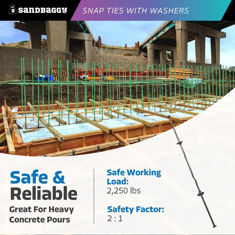 8" X 4 ¾" Standard Snap Ties For Concrete Forms (Short End) - 1" Flat Steel Washer 6