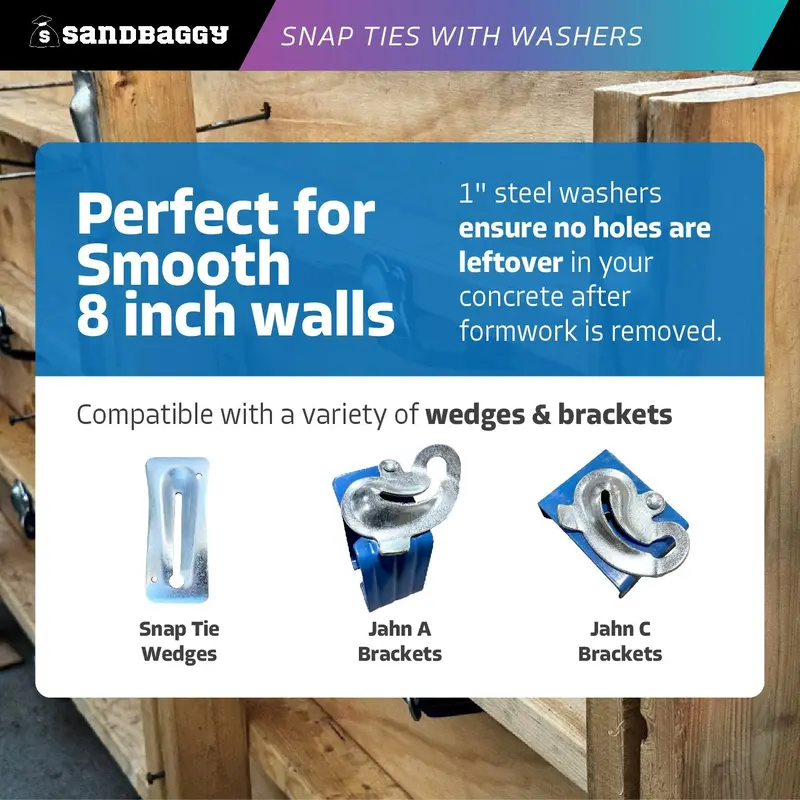 8" X 4 ¾" Standard Snap Ties For Concrete Forms (Short End) - 1" Flat Steel Washer 7