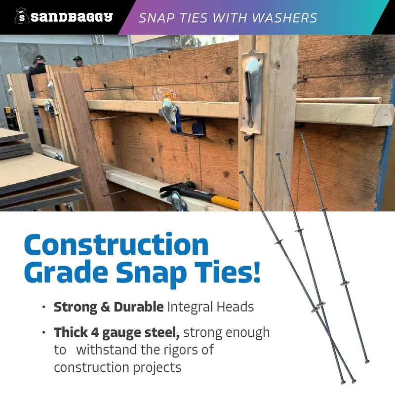8" X 8 ¼" Standard Snap Ties For Concrete Forms (Long End) - 1" Flat Steel Washer 5