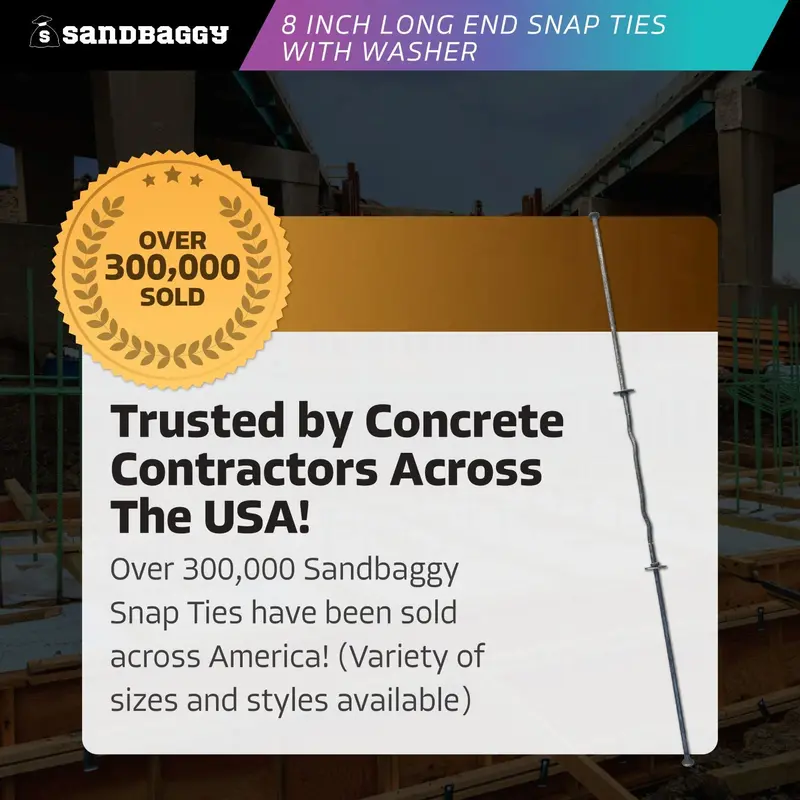 8" X 8 ¼" Standard Snap Ties For Concrete Forms (Long End) - 1" Flat Steel Washer 8