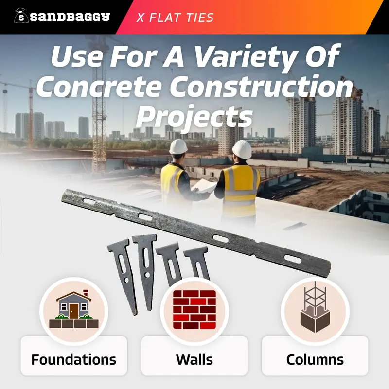 8" X Flat Ties For Concrete Forms - 11 Gauge Steel 5