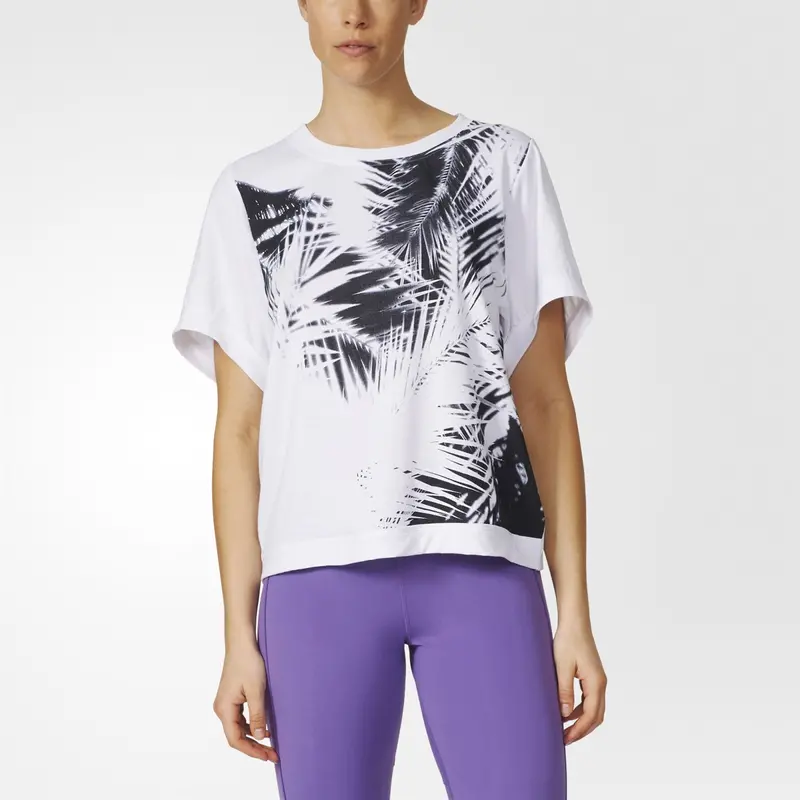 Adidas By Stella Mccartney 100% Organic Cotton 'Essentials Palm' T-Shirt Ax7429 1