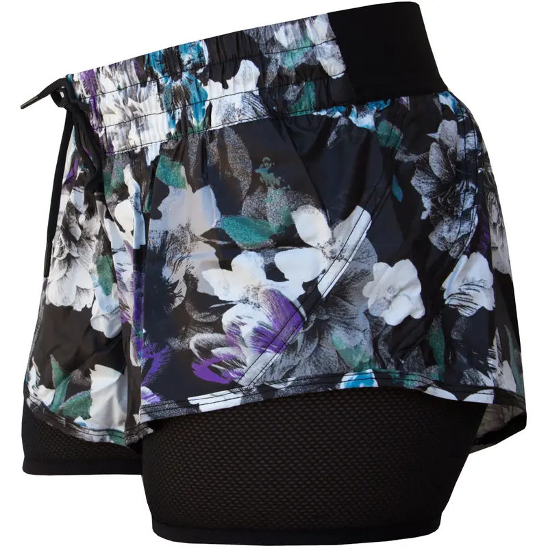 Adidas By Stella Mccartney Womens Run Dark Blossom 2-In-1 Short Black/Deep Forest Purple Ax7269 2