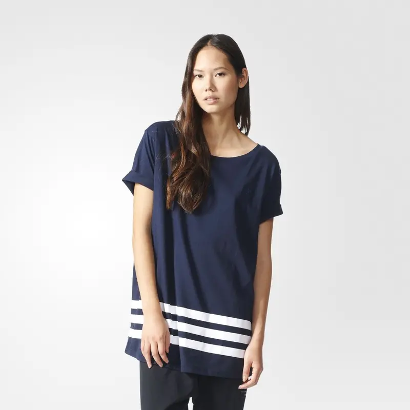 Adidas Originals Navy Striped Oversize T-Shirt Bk6040 3