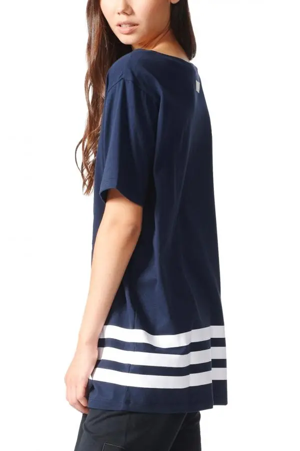 Adidas Originals Navy Striped Oversize T-Shirt Bk6040 4