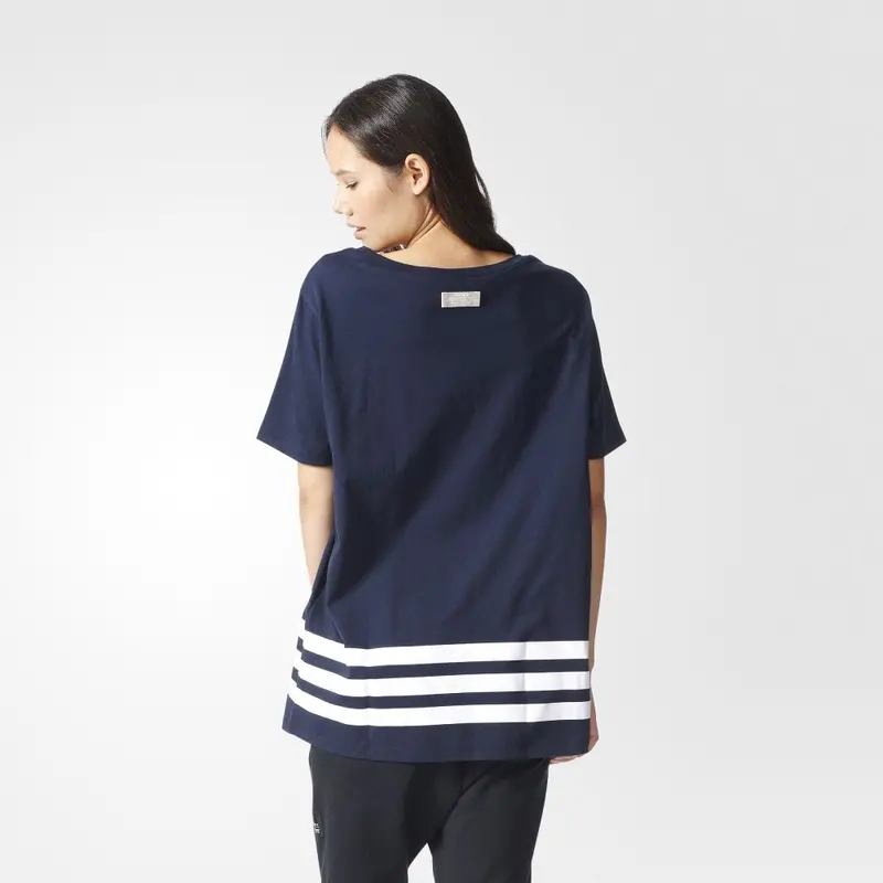Adidas Originals Navy Striped Oversize T-Shirt Bk6040 5