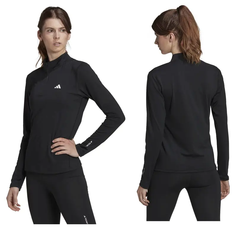 Adidas Techfit Women's Long Sleeve Quarter Zip Training Top Hd8935 1