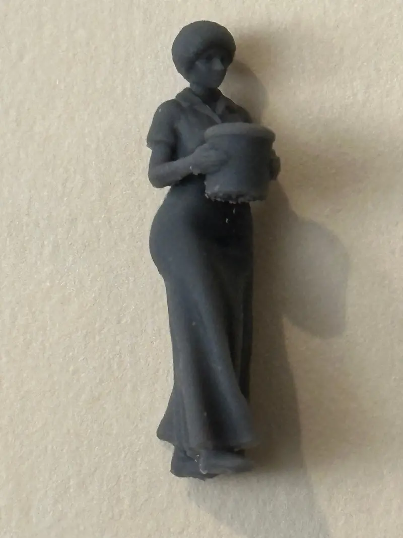 African American Female Walking Long Dress W/Pot 1