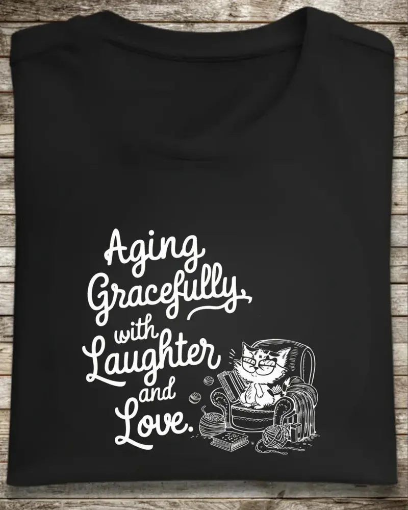 Aging Graceful Laughter & Loves Grandma Cotton T-Shirt 1