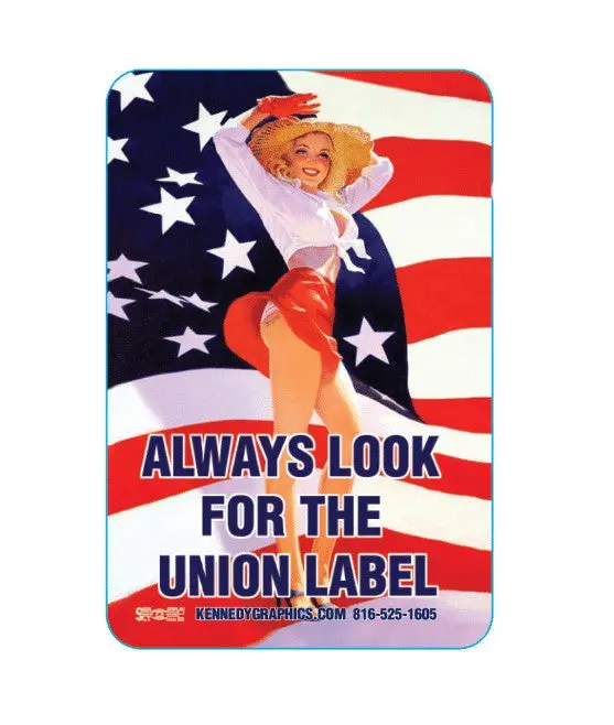 Always Look For The Union Label Pin Up Girl Hard Hat Sticker #S109 1