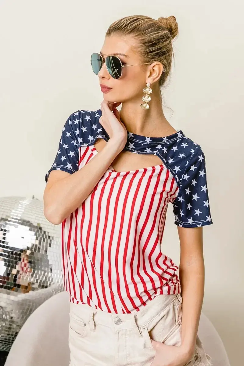 American Flag Theme Front Cut Out Top 1