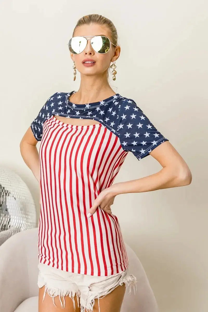 American Flag Theme Front Cut Out Top 2