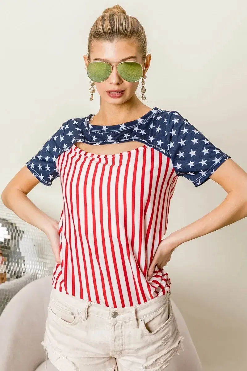 American Flag Theme Front Cut Out Top 3