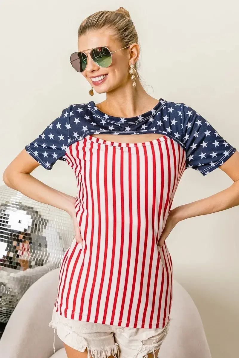American Flag Theme Front Cut Out Top 4
