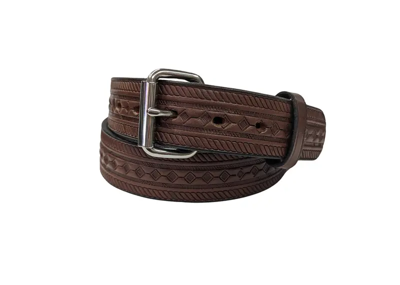 Amish Made Leather Belt With Imprint 1