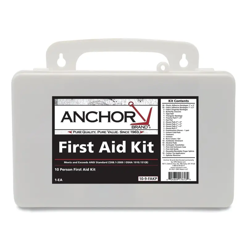 Anchor 10 Person First Aid Kit, Ansi 2009, Plastic Case 1