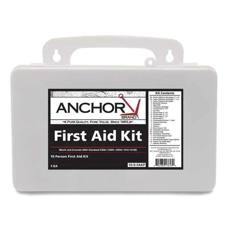 Anchor 10 Person First Aid Kit, Ansi, Plastic 1