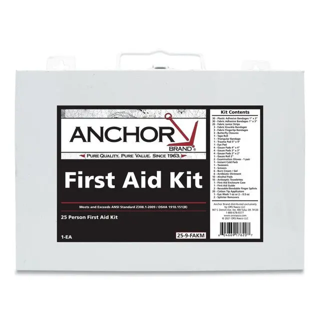 Anchor 25-Person First Aid Kit, Ansi 2009, Metal Case 25-9-Fakm 1