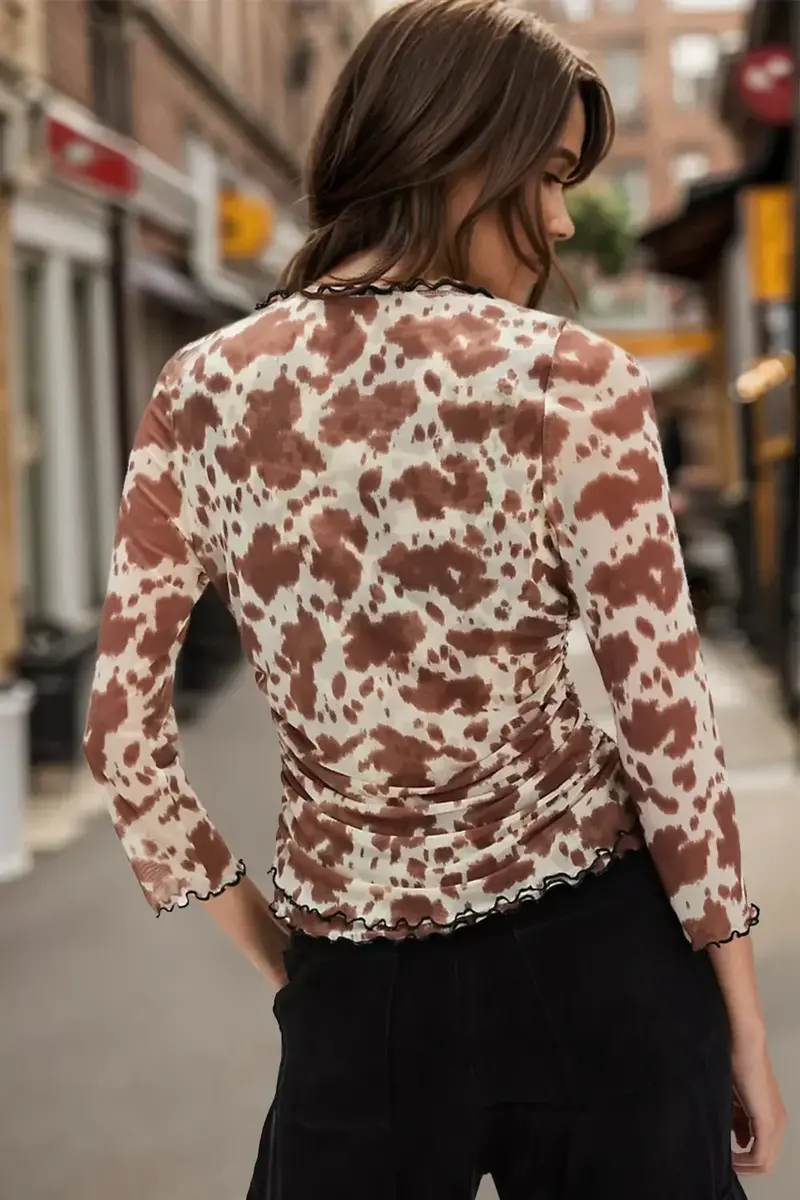 Animal Print Button Down Plunge Top 2